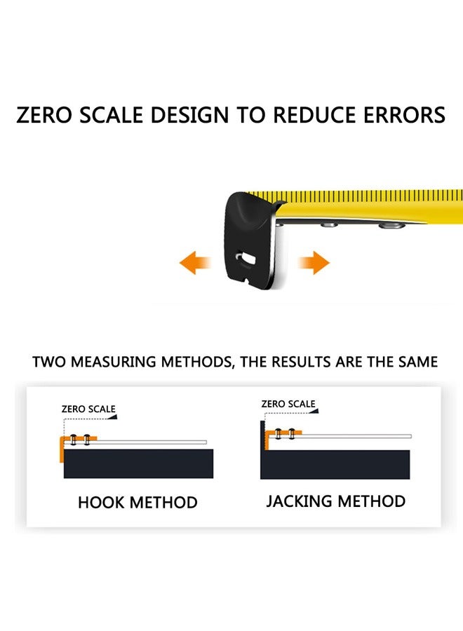 GUSGU 5M/16Ft Measuring Tape Retractable Lockable Measuring Tape With Belt Clip, Inch Scale/Metric Scale, with Shock Absorbent Rubber Case, for Homeowners Electricians Carpenter Surveyors Engineers  - Image 3