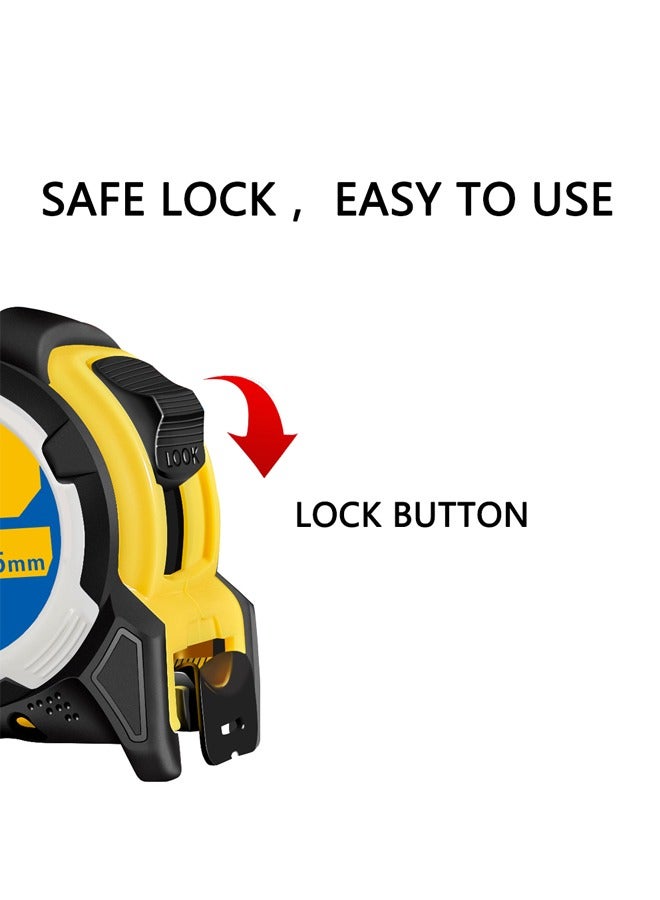 GUSGU 5M/16Ft Measuring Tape Retractable Lockable Measuring Tape With Belt Clip, Inch Scale/Metric Scale, with Shock Absorbent Rubber Case, for Homeowners Electricians Carpenter Surveyors Engineers  - Image 4