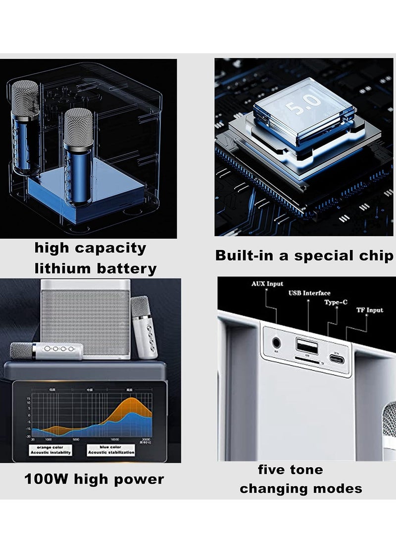 JAJEEK Rechargeable Speaker and Microphone Set | 1 HD Speaker & 2 Voice Changer Microphones | Portable High-Quality Deep Bass Stereo Sound Box | Ideal for Parties, Events, Karaoke, and Outdoor Fun (Beige) - Image 3