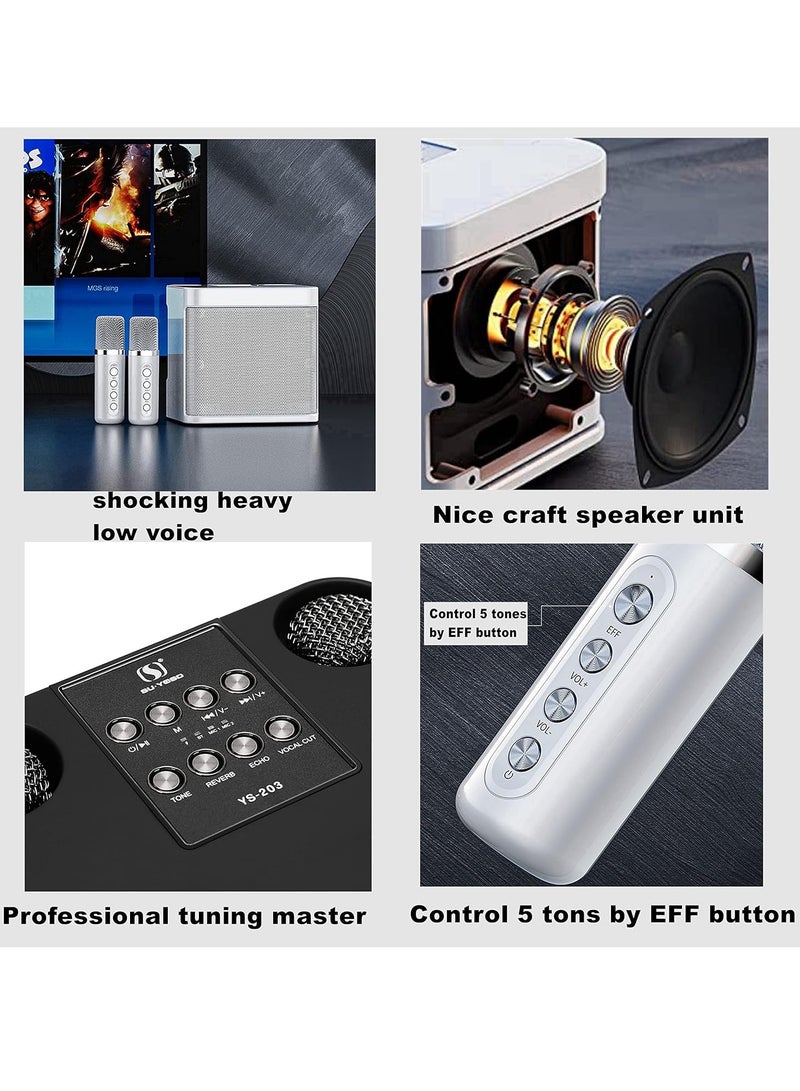 JAJEEK Rechargeable Speaker and Microphone Set | 1 HD Speaker & 2 Voice Changer Microphones | Portable High-Quality Deep Bass Stereo Sound Box | Ideal for Parties, Events, Karaoke, and Outdoor Fun (Beige) - Image 4