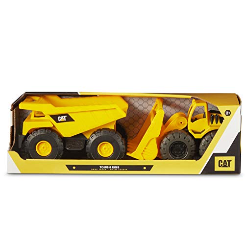 CAT Construction Toys Tough Rigs 15 Dump Truck  Loader Set Toys 2 Pack Ages 2 Kid Powered CATerpillar Vehicle Set Indoor or Outdoor Play No Batteries Required - Image 1