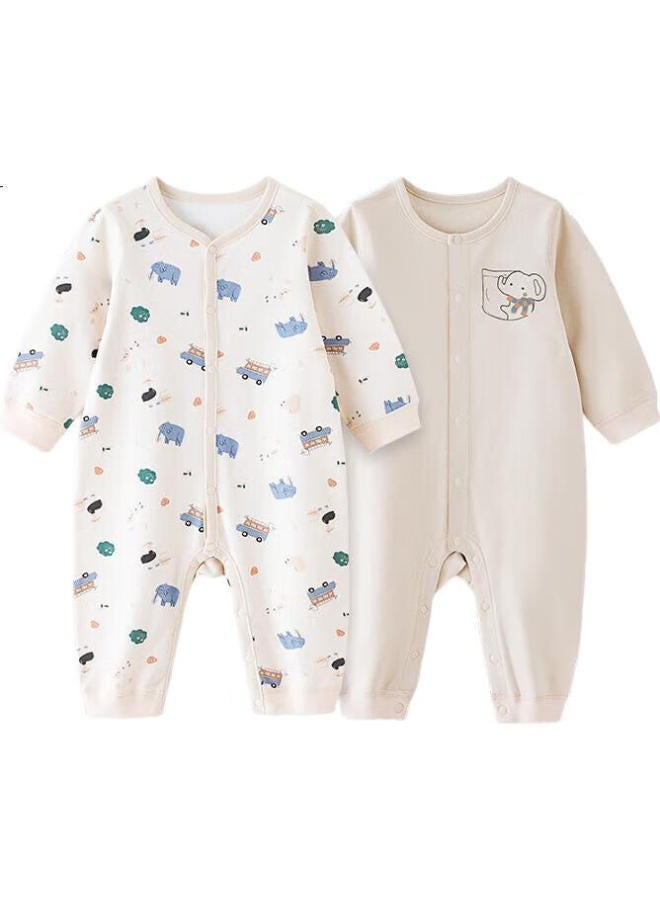 GB Baby Long Sleeve Romper Class A Full Cotton Long Sleeve Romper 5A Antibacterial And Mite-Proof Fluorescent Jumpsuit 2-Pack - Image 3