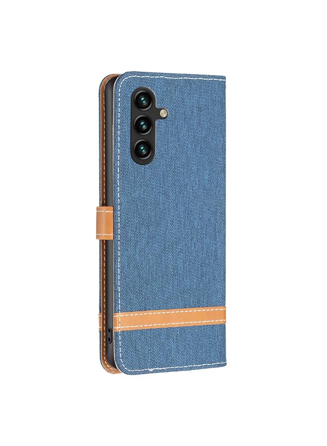S-TOP Case For Samsung Galaxy A55 Color Block Denim Texture Leather Phone Case - Image 3