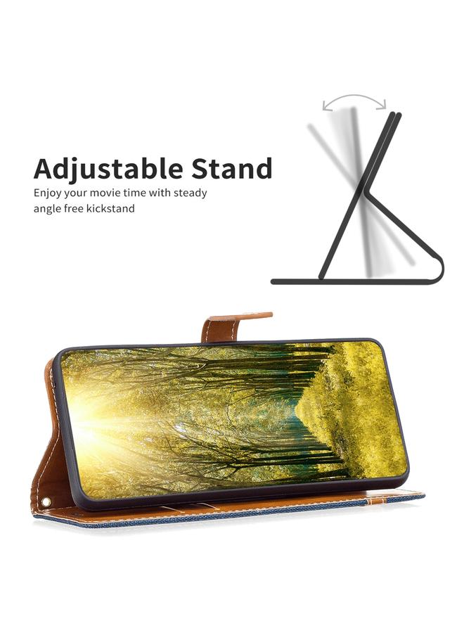 S-TOP Case For Samsung Galaxy A55 Color Block Denim Texture Leather Phone Case - Image 5