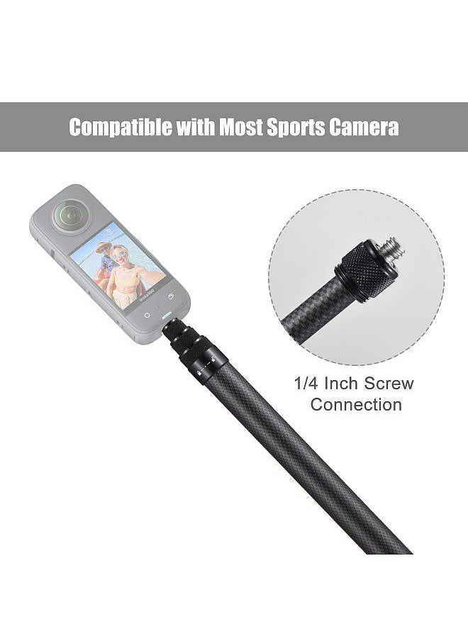 Generic - Portable Selfie Stick Carbon Fiber Stand Camera Bracket 1/4 Inch Screw Mount 36cm-150cm/14.2in-59in Adjustable Length Compatible with Insta360 X2/ X3 - Image 1