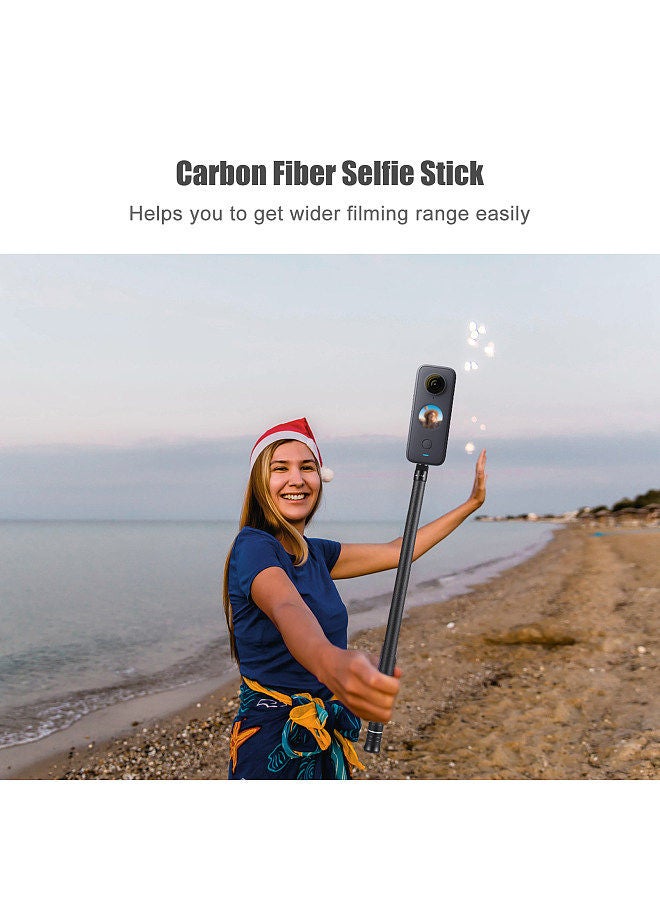 Generic - Portable Selfie Stick Carbon Fiber Stand Camera Bracket 1/4 Inch Screw Mount 36cm-150cm/14.2in-59in Adjustable Length Compatible with Insta360 X2/ X3 - Image 1