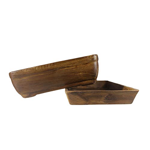 Lasaki Rectangle Shaped Antique Brown Ceramic Planter with Antique Tray | Mini Flower Plant Container/gamla for Indoor, Outdoor, Garden Decoration, Balcony & Office (rec003) - Image 3
