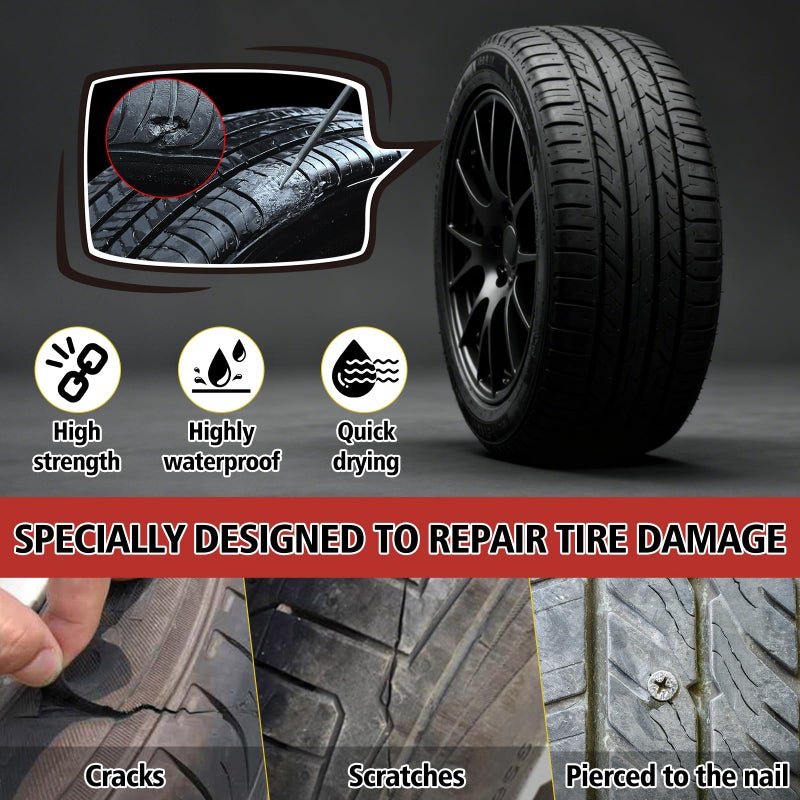 Melanther Tire Repair Glue Kit â€“ 2 Pack 10ml Rubber Cement Tire Repair, Tire Plug Glue with 8 Tire Nails (Small & Large), Tire Patch Glue for Car, Motorcycle, Bike, Truck, Tractor, with Scraper Tools - Image 2