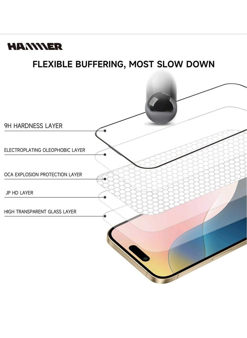 Hammer - Hammer package complete iPhone 16 Pro Max comes with 2 transparent front protectors, a cover, and a slim crystal case anti-yellowing, drop-resistant, with a tilt degree, full lens protection, anti-scratch - Image 1