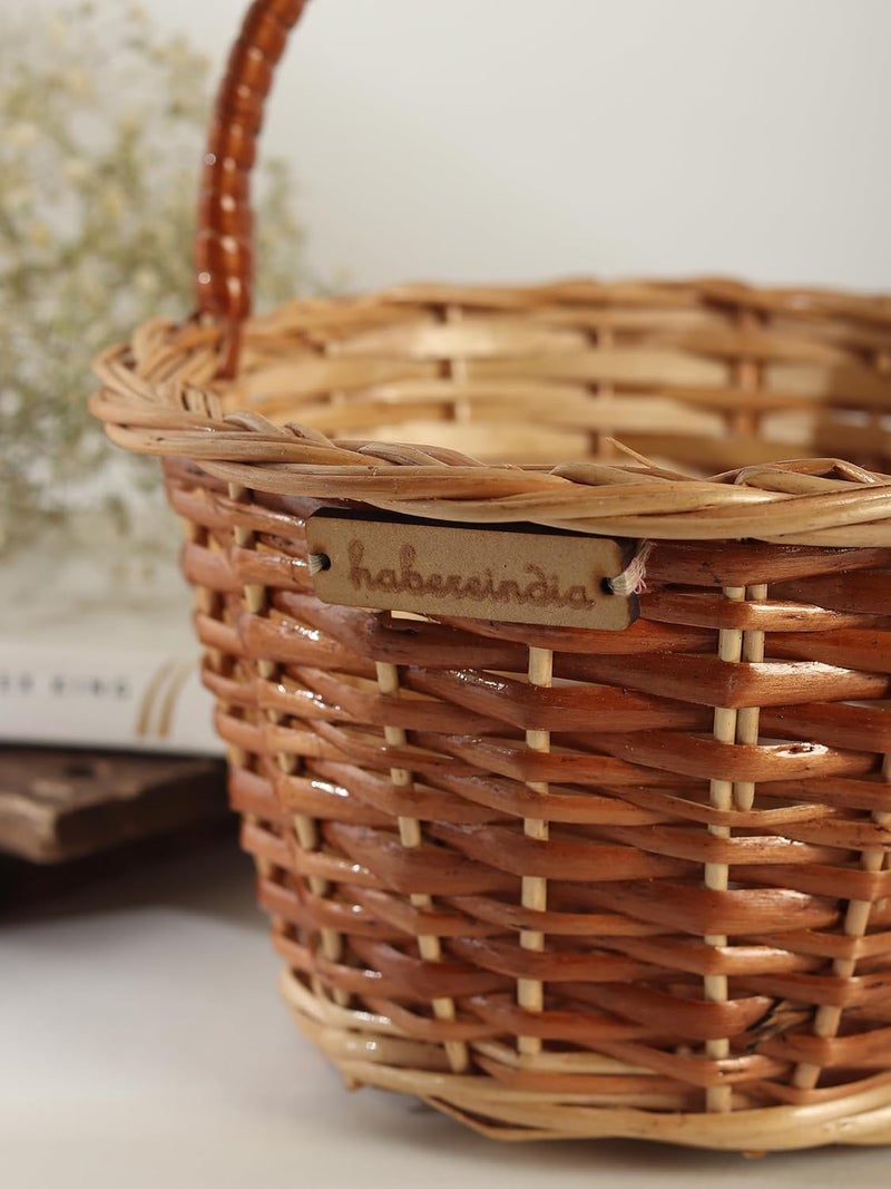 Habere India-All the Cultures Fabricating India Habere IndiaAll the Cultures Fabricating India Gift Hamper Wicker BasketsDecorative Storage Wicker BasketsClothes Storage BasketsFruit Wicker Baskets Sizes 20 20 10 Cm S Round Brown  - Image 2