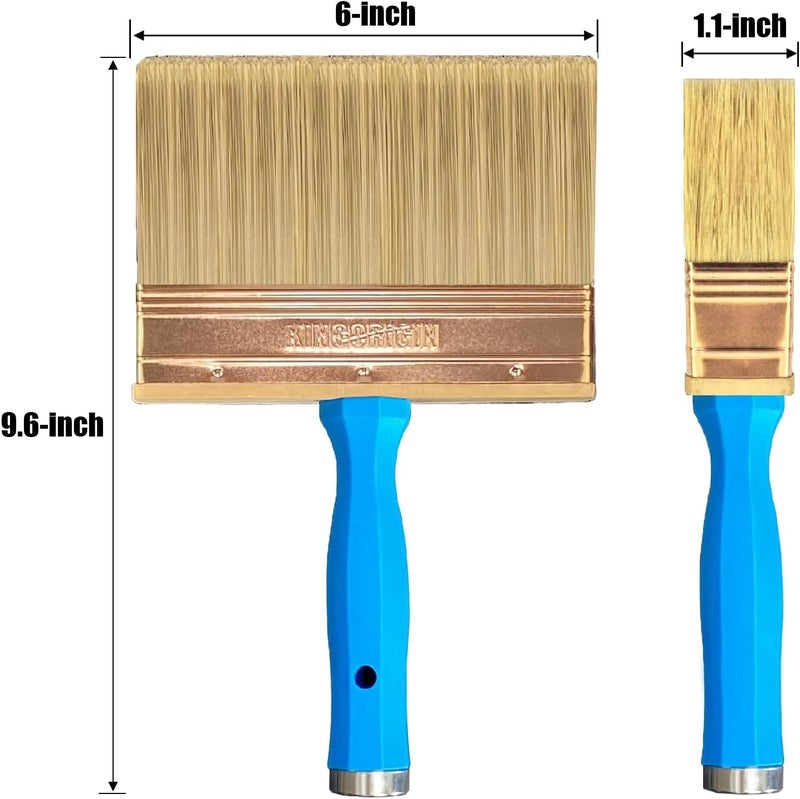 KingOrigin Deck Stain Brush, 6 Inch Deck Paint Brush with Threaded Handle for Extension Pole, Wide Large Brushes for Staining Wood, Fence, Walls, Lime Wash Paint Brush - Image 2