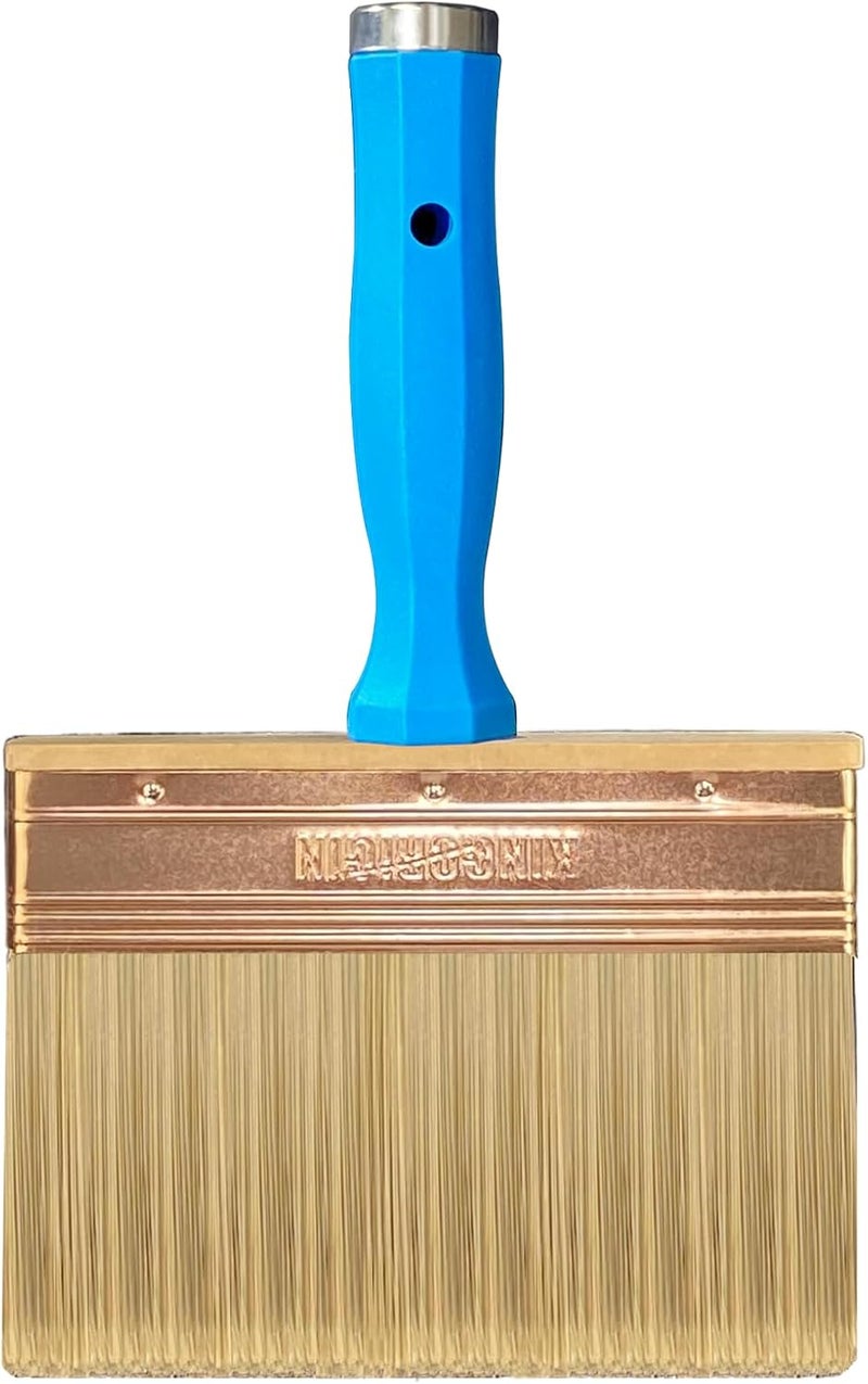 KingOrigin Deck Stain Brush, 6 Inch Deck Paint Brush with Threaded Handle for Extension Pole, Wide Large Brushes for Staining Wood, Fence, Walls, Lime Wash Paint Brush - Image 1
