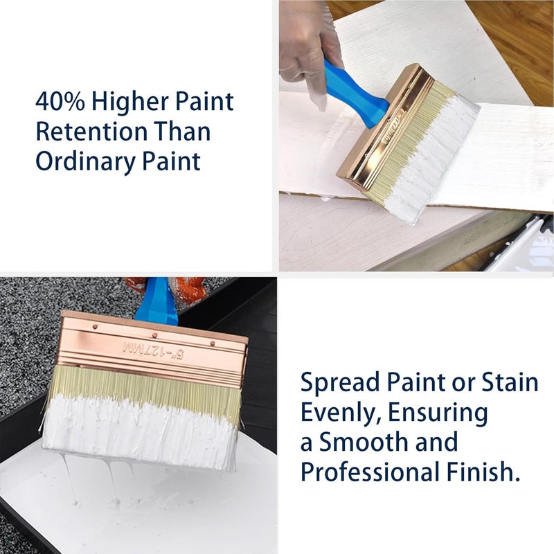 KingOrigin Deck Stain Brush, 6 Inch Deck Paint Brush with Threaded Handle for Extension Pole, Wide Large Brushes for Staining Wood, Fence, Walls, Lime Wash Paint Brush - Image 4