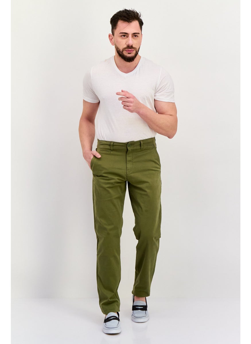 Jack Jones Men Tapered Fit Plain  Chino Pants, Olive  - Image 3