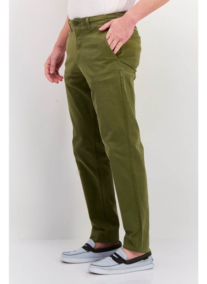 Jack Jones Men Tapered Fit Plain  Chino Pants, Olive  - Image 2