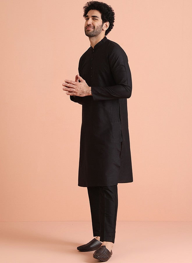 KISAH طقم كورتا بنطلون أسود صلب للرجال من كيساه - Image 5