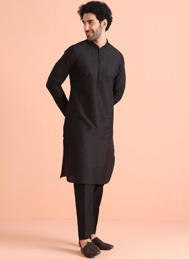 KISAH طقم كورتا بنطلون أسود صلب للرجال من كيساه - Image 4