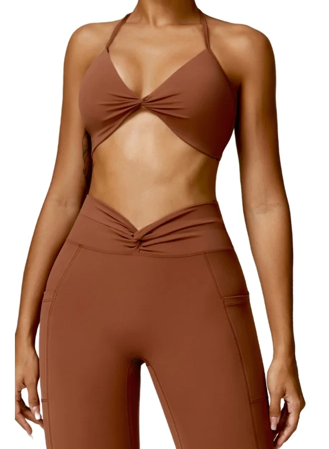 KAWN.YOGA Womens Open Back Sports Bra - Padded Low Impact Workout Yoga Bra with Removable Built in Bra