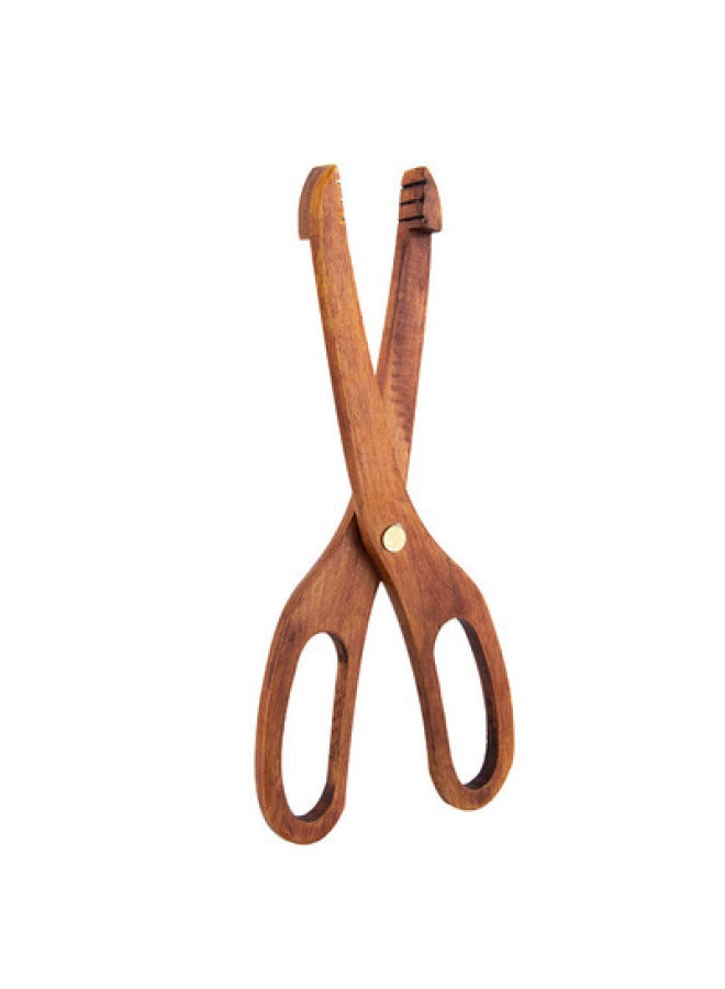 Hand-made Phoebe Special Wooden Baking Bread Clip Salad Fruit Clip Cake Snack Clip Solid Wood Steak Clip-Color:Scissor Clip  - Image 1