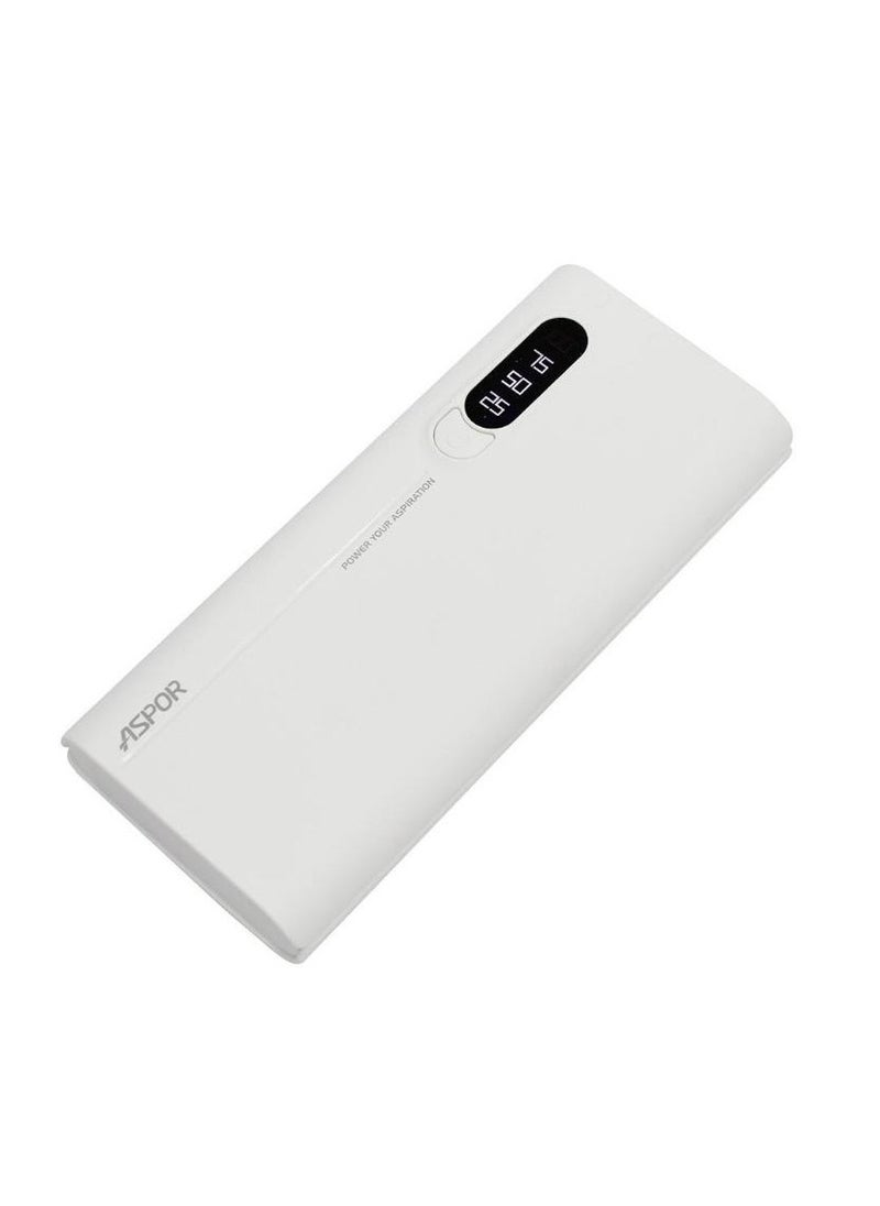أسبور - A357 10000 مللي أمبير باور بانك مع شاشة LED رقمية 2 منفذ USB - أبيض - Image 1
