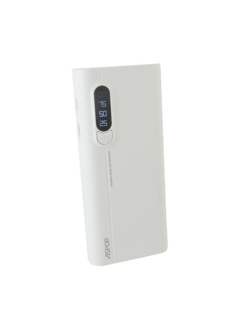 Aspor A357 10000 Mah Power Bank With Led Digital Display 2 Port Usb - White