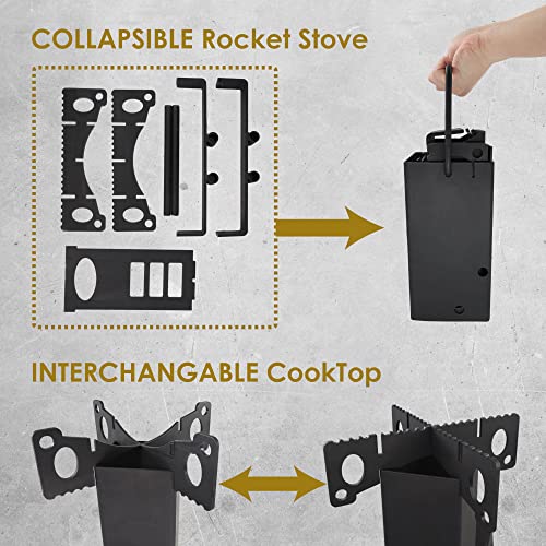 StarBlue Collapsible Rocket Stove by StarBlue with FREE Carrying Bag - A Portable Wood Burning Camping Stove with Large Fuel Chamber Best for Outdoor Cooking, Camping, Picnic, BBQ, Hunting, Fishing - Image 3