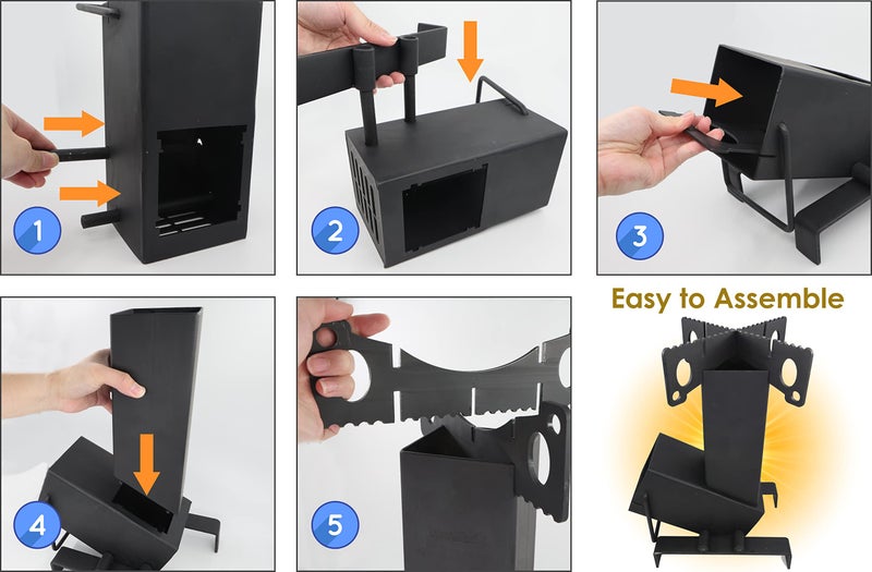 StarBlue Collapsible Rocket Stove by StarBlue with FREE Carrying Bag - A Portable Wood Burning Camping Stove with Large Fuel Chamber Best for Outdoor Cooking, Camping, Picnic, BBQ, Hunting, Fishing - Image 5