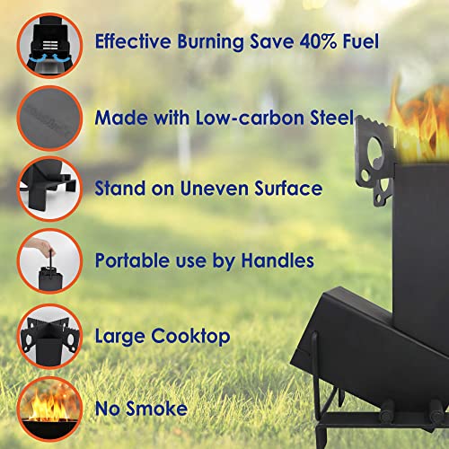 StarBlue Collapsible Rocket Stove by StarBlue with FREE Carrying Bag - A Portable Wood Burning Camping Stove with Large Fuel Chamber Best for Outdoor Cooking, Camping, Picnic, BBQ, Hunting, Fishing - Image 2