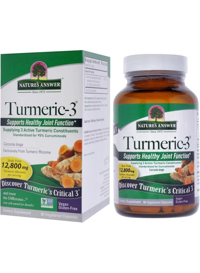 NATURE'S ANSWER Turmeric-3 12,800 Mg Vegetarian Capsules 90'S - Image 3