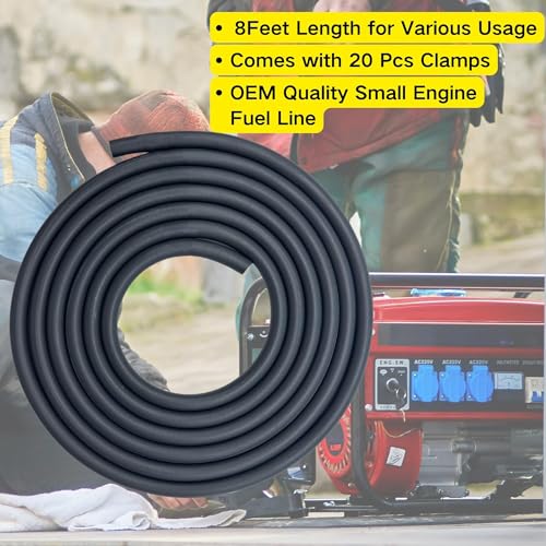 YGQ 3/16 inch ID Fuel Hose Line fit for Honda Kawasaki Kohler Briggs & Stratton Predator Champion Generac Small Engines Mini Bike ATV Generator with 20 Clamps 8 Feet - Image 5