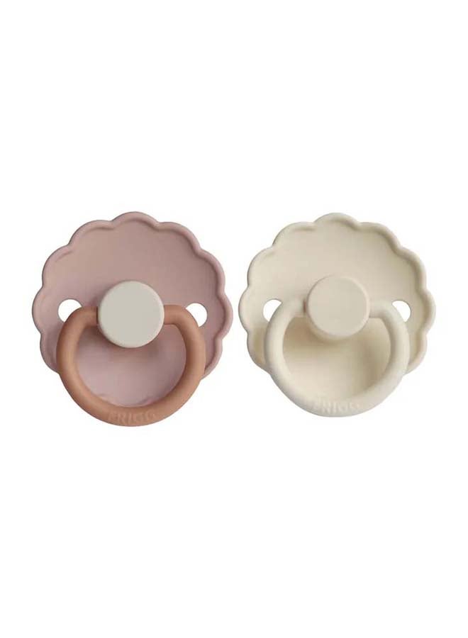 FRIGG لهاية FRIGG Daisy السيليكونية للأطفال 0-6 أشهر 2-Pack بسكويت/كريمة - الحجم 1 - Image 1