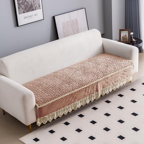 HOKIPO Premium Dutch Velvet Anti Slip Sofa Mat for 2 Seater Sofa, Light Brown (AR-4952-LBR*1) - Image 1