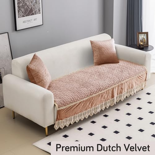 HOKIPO Premium Dutch Velvet Anti Slip Sofa Mat for 2 Seater Sofa, Light Brown (AR-4952-LBR*1) - Image 2