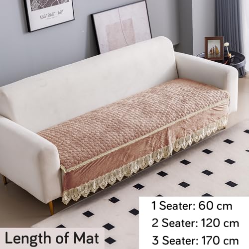HOKIPO Premium Dutch Velvet Anti Slip Sofa Mat for 2 Seater Sofa, Light Brown (AR-4952-LBR*1) - Image 5