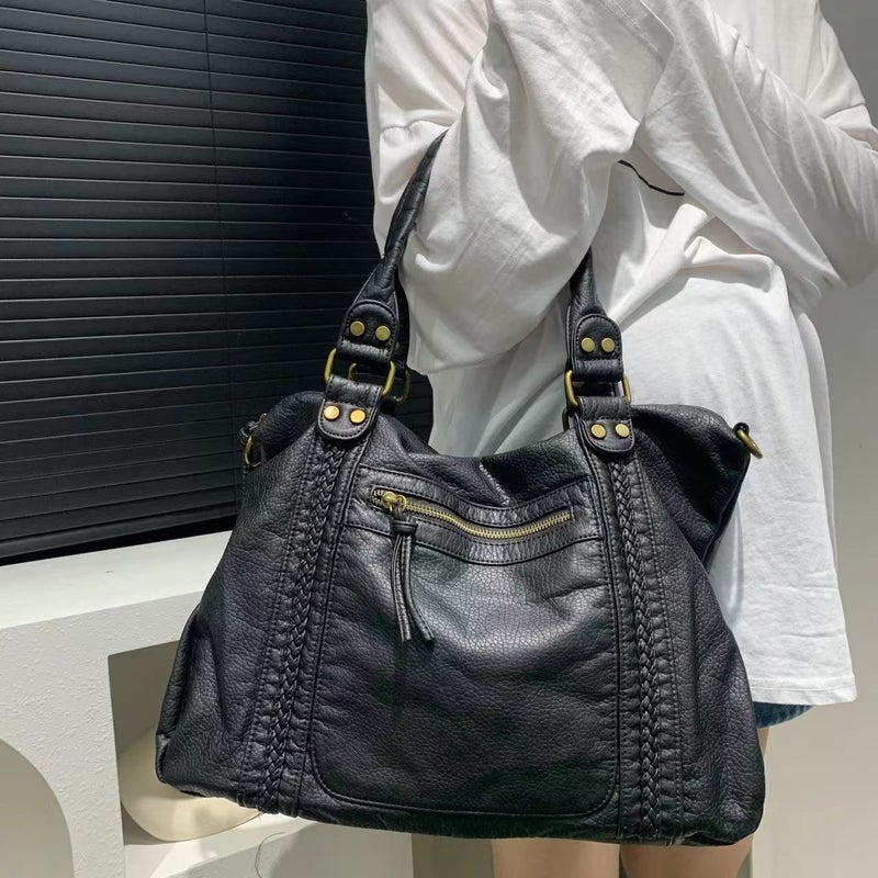 Women'S Fashion Y2K Vintage Motorcar Bag Large Capacity Washed Old Spice Girl Shoulder Crossbody Bag - Image 1