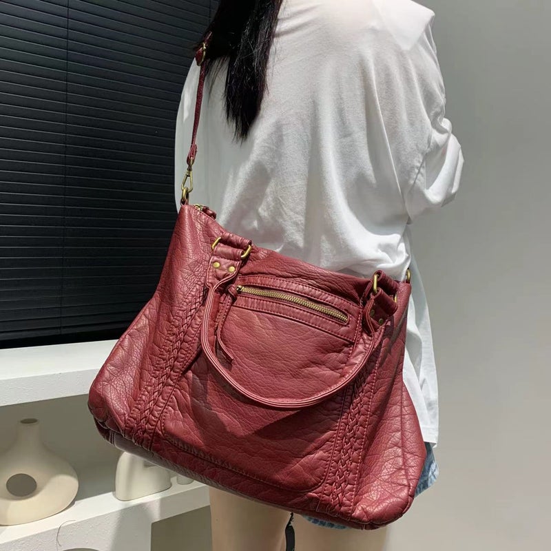 Women'S Fashion Y2K Vintage Motorcar Bag Large Capacity Washed Old Spice Girl Shoulder Crossbody Bag - Image 2