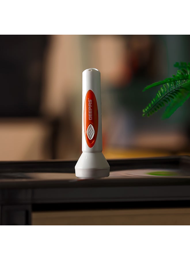 GEEPAS LED Torch - Rechargeable LED Flashlight - Super Bright 1x3W Hi-Power LED Torch Light - Pocket Size Handheld Emergency Torch - Powerful Torch White/Orange - Image 2