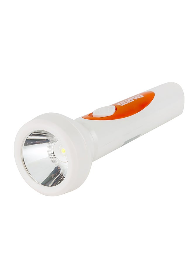GEEPAS LED Torch - Rechargeable LED Flashlight - Super Bright 1x3W Hi-Power LED Torch Light - Pocket Size Handheld Emergency Torch - Powerful Torch White/Orange - Image 1