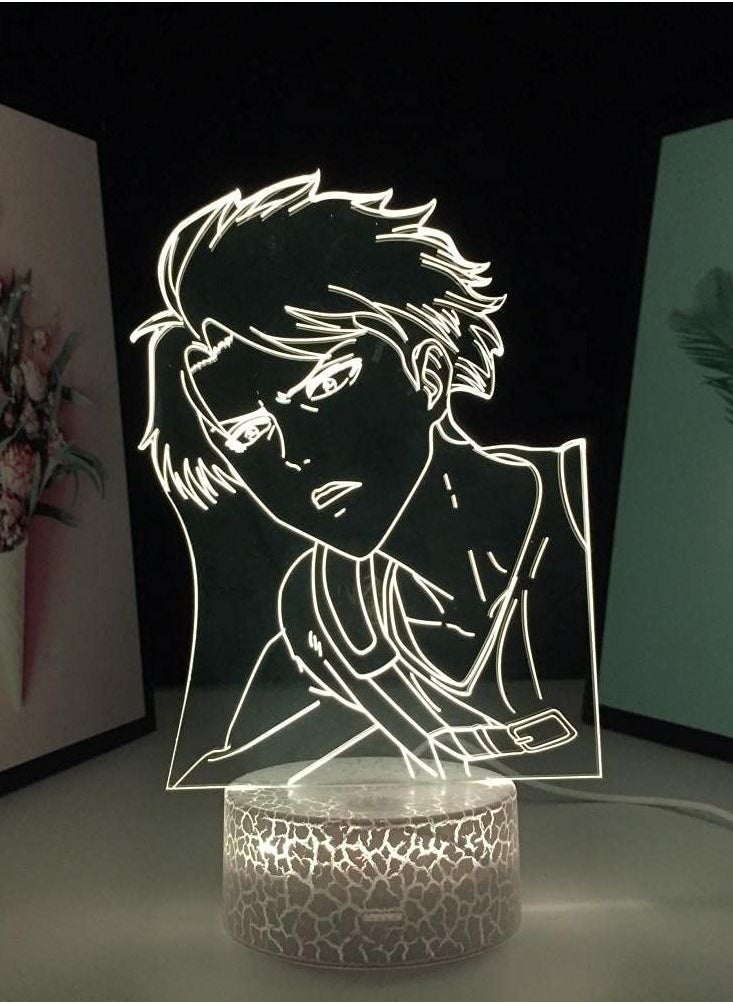 althiqahkey - 3D Illusion Table Lamp LED Multicolor Night Light Base Levi Ackerman for Kid Home Room Decor Anime Acrylic Attack On Titan 16 Color with Remote - Image 1