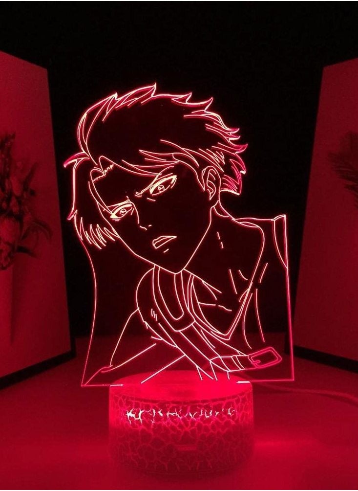 althiqahkey - 3D Illusion Table Lamp LED Multicolor Night Light Base Levi Ackerman for Kid Home Room Decor Anime Acrylic Attack On Titan 16 Color with Remote - Image 1