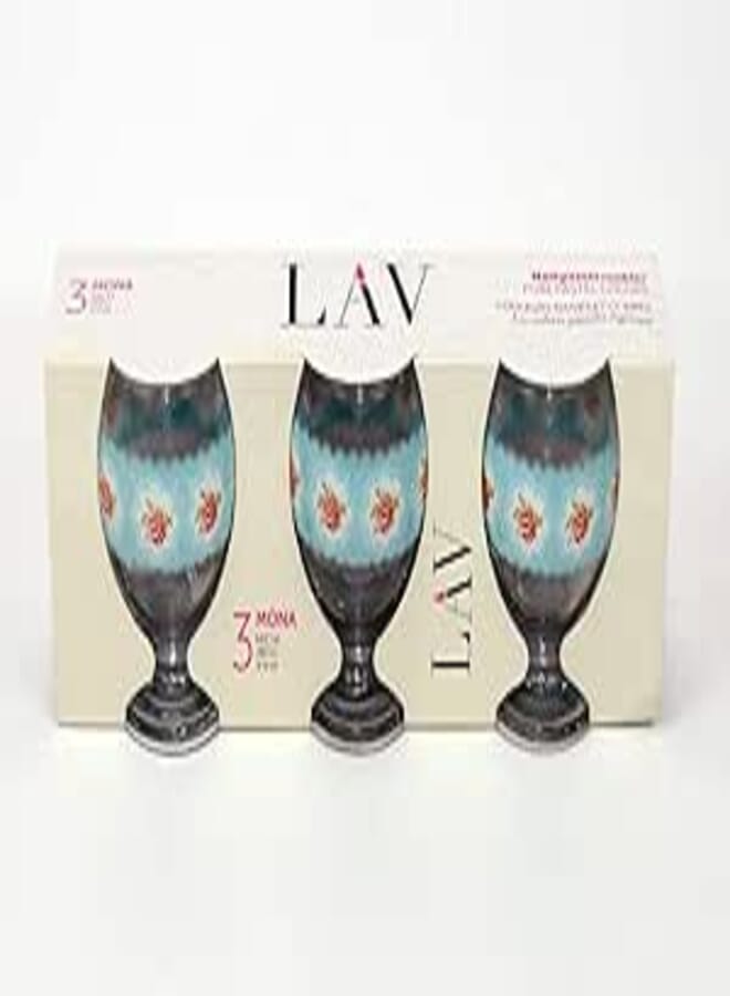 LAV LORA NEC14 Glass / 280 cc - 9.50 Oz / 3 Pcs/Elegant design, Trusted Brand, Attractive shape of Sparkling Drink, Soft Drink, Smoothies, Juices, Cocktails