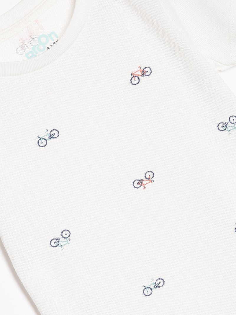 Broon Infant Boys White and Black Printed Organic Cotton T-shirt with Shorts Set - Image 5