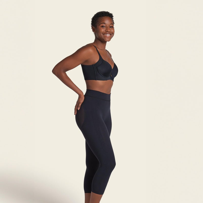 Leonisa Seamless Shapewear High-Waisted Butt Lifting Capri or Shaper Shorts Thigh Slimmer Girdle for Women Tummy Control, Black, Large - Image 5