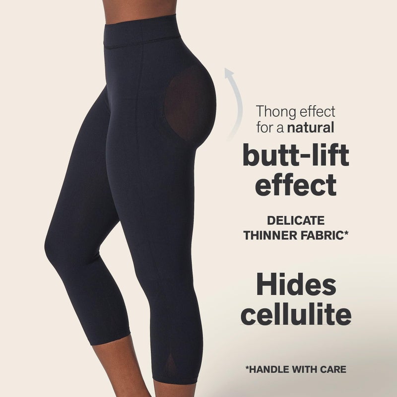 Leonisa Seamless Shapewear High-Waisted Butt Lifting Capri or Shaper Shorts Thigh Slimmer Girdle for Women Tummy Control, Black, Large - Image 3