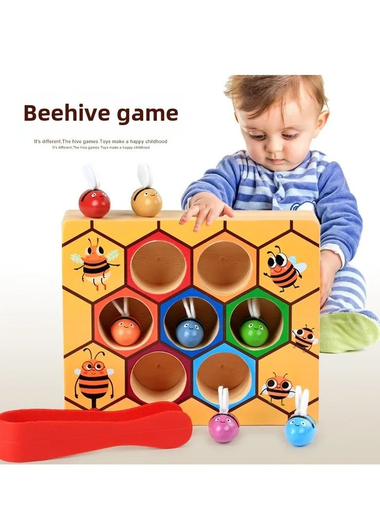 Early Learning Wooden Bug Catching Game Children's Puzzle Colour Awareness Clip Bee Toys - Image 5