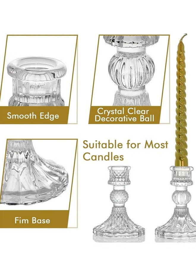 حاملات شمعدان زجاجية حامل شموع مستدقة من الزجاج الشفاف حاملات شموع كريستال أنيقة لقطع مركزية للطاولة لتناول الطعام وغرفة المعيشة وحفلات الزفاف - Image 3