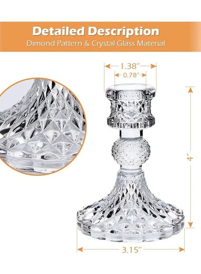 حاملات شمعدان زجاجية حامل شموع مستدقة من الزجاج الشفاف حاملات شموع كريستال أنيقة لقطع مركزية للطاولة لتناول الطعام وغرفة المعيشة وحفلات الزفاف - Image 2