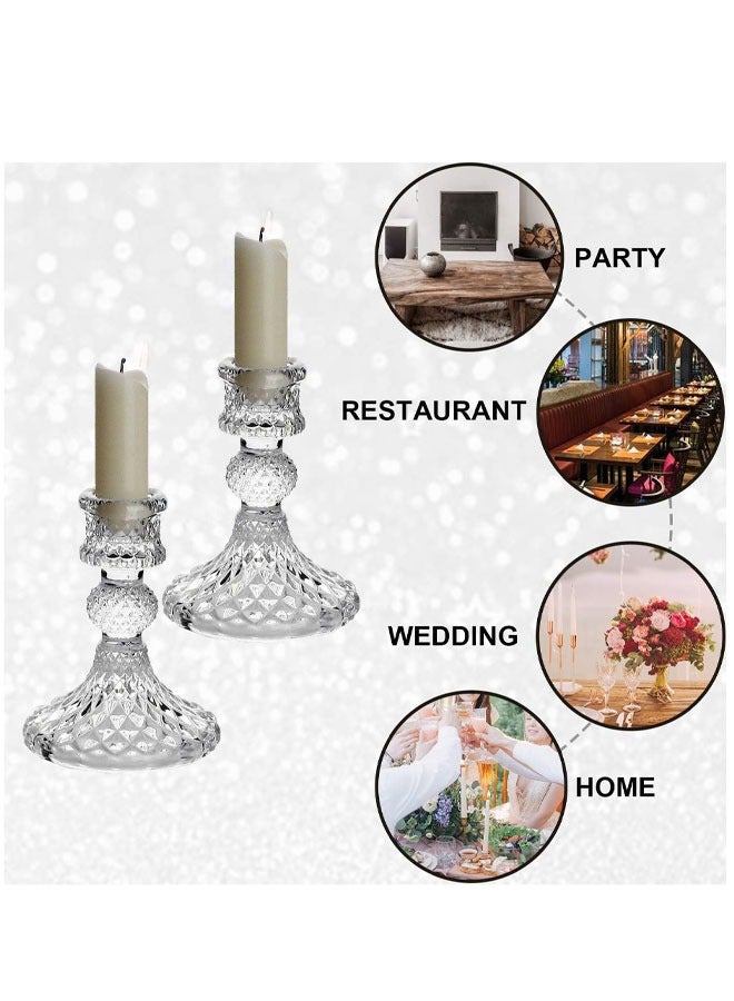 حاملات شمعدان زجاجية حامل شموع مستدقة من الزجاج الشفاف حاملات شموع كريستال أنيقة لقطع مركزية للطاولة لتناول الطعام وغرفة المعيشة وحفلات الزفاف - Image 4
