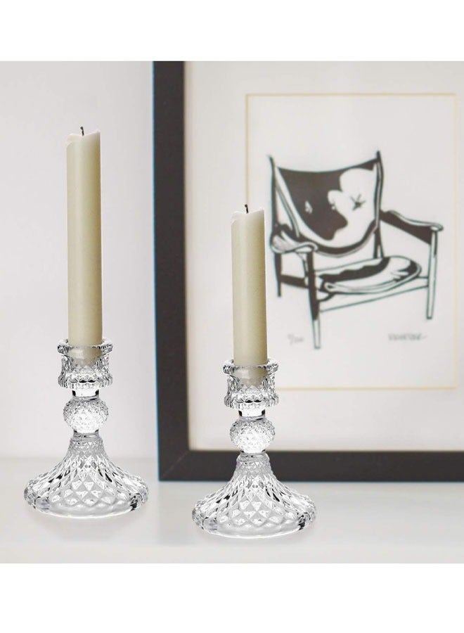 حاملات شمعدان زجاجية حامل شموع مستدقة من الزجاج الشفاف حاملات شموع كريستال أنيقة لقطع مركزية للطاولة لتناول الطعام وغرفة المعيشة وحفلات الزفاف - Image 5