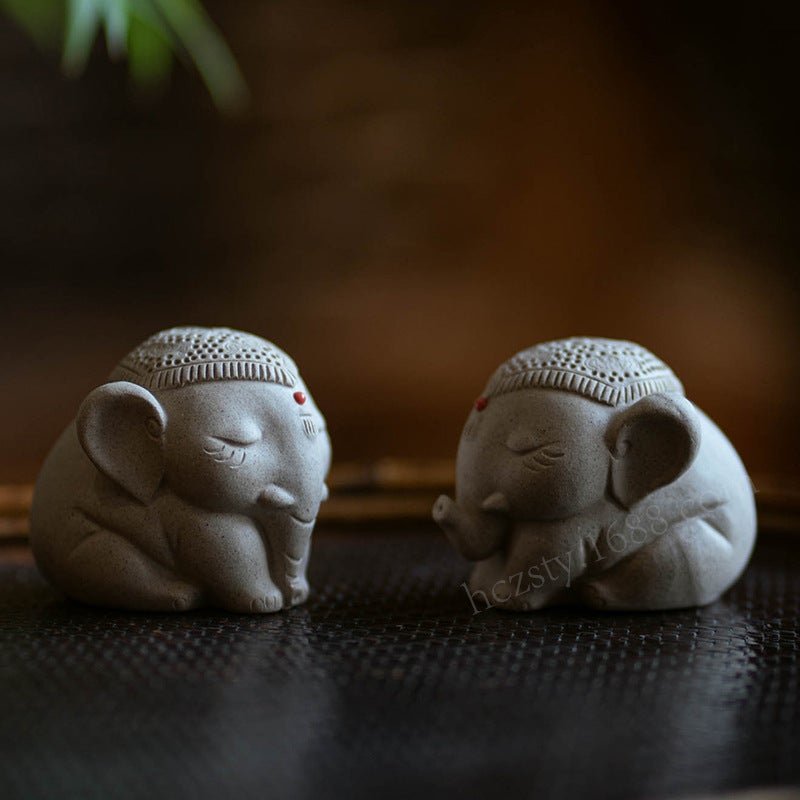 Yixing Purple Sand Tea Pet Taiping Object Elephant Small Ornaments Handmade Tea Set Tea Play Home Decoration Accessories Can Be Raised - Image 3